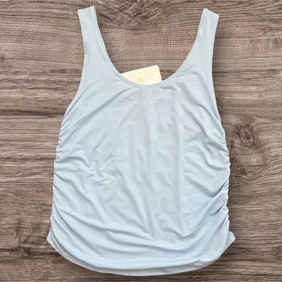 Fabletics Cashel Side Cinch Tank Blue Ruched Sleeveless Tank Top Activewear - Picture 1 of 7